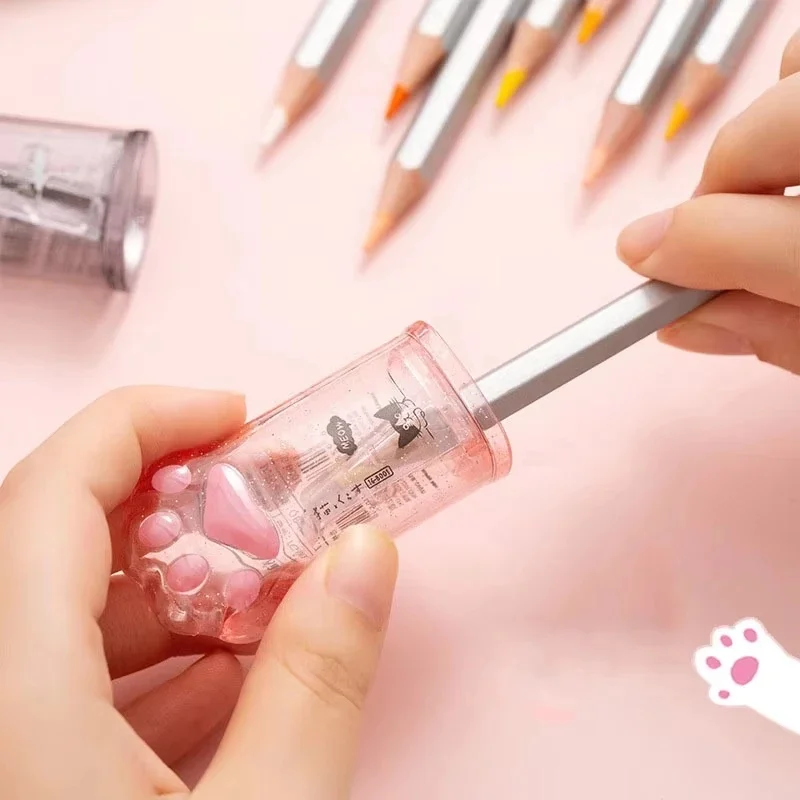 1-4Pcs Kawaii Cat Paw Shaped Lytwtw'S School Pencil Sharpener Stationery Kids Gift Cute School Supplies Korean Stationery