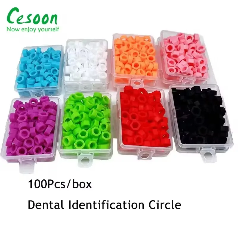 100Pcs/Box Dental Identification Circle Multi-Color Silicone Instrument Code Ring Dentist Autoclavable Disinfection Oral Care