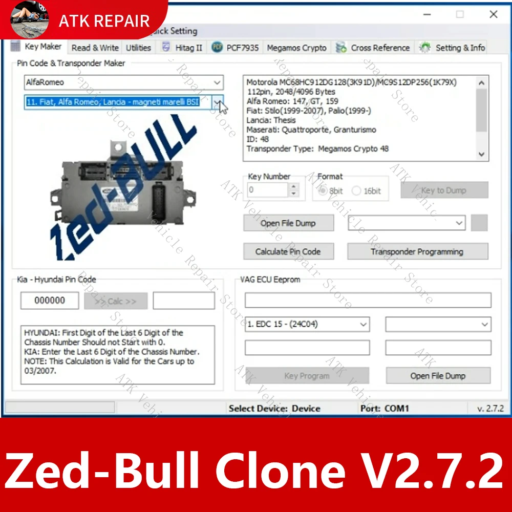 Zed Bull Clone V2.7.2 Automotive Software Answerer Cloning OBD Programming Find PIN Code Diagnostic Tool Mini Zed Bull V508