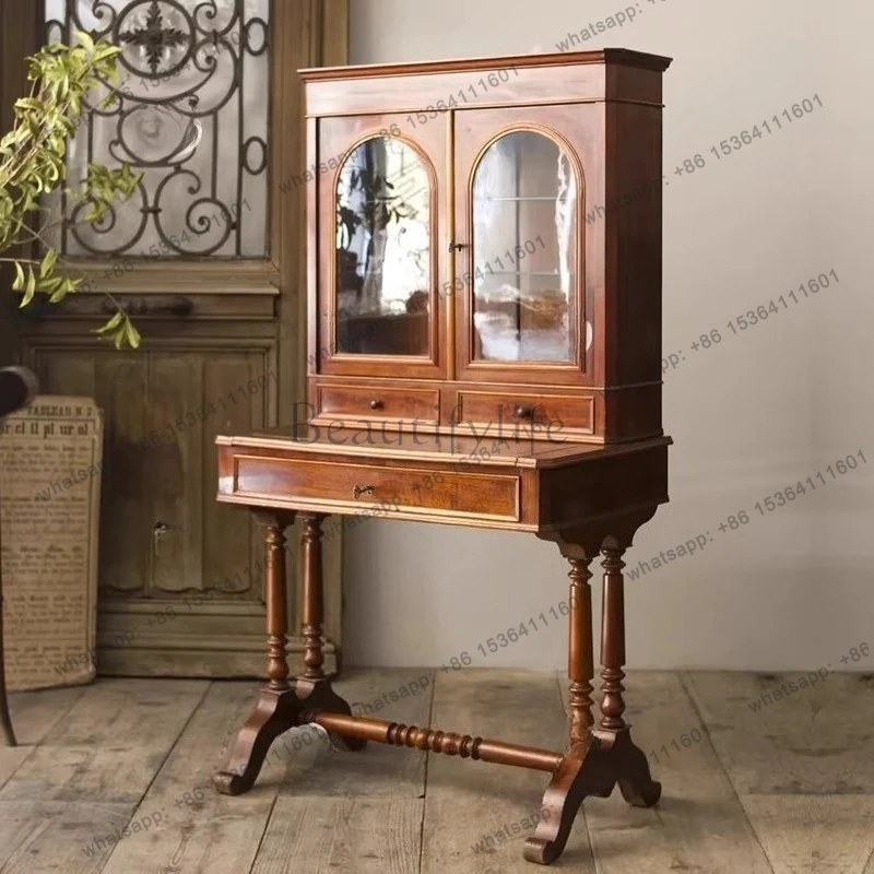 Wood color French retro writing antique computer desk study desk