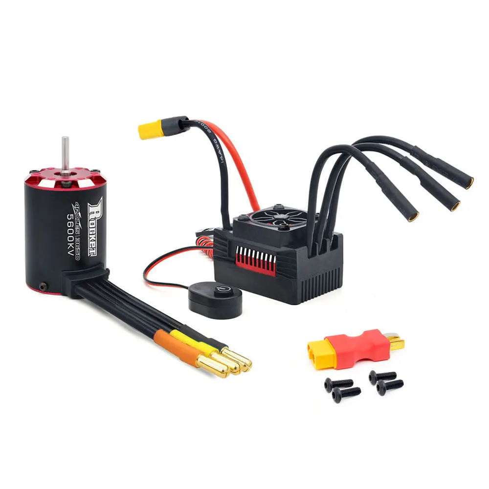 Raket V2 3650 5600kv/4700kv/4350kv/3250kv Borstelloze Motor & 45a 60a Esc/Programmakaart Combo Voor 1:10 Rc Auto Rc Boot