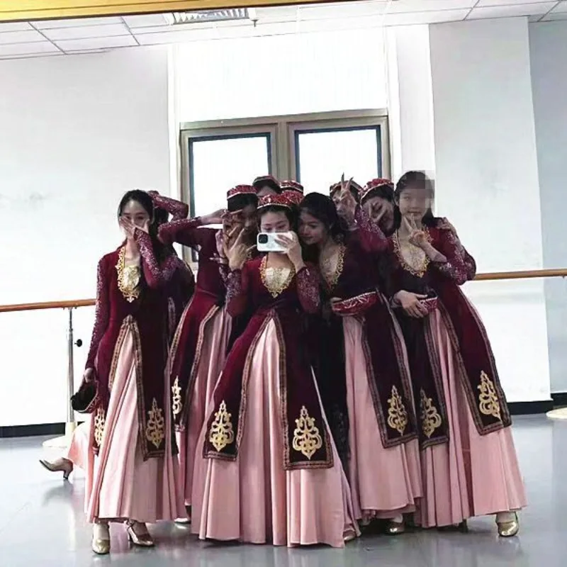 Trajes de baile para adultos falda oscilante grande uigur rendimiento nuevas minorancias étnicas de Xinjiang