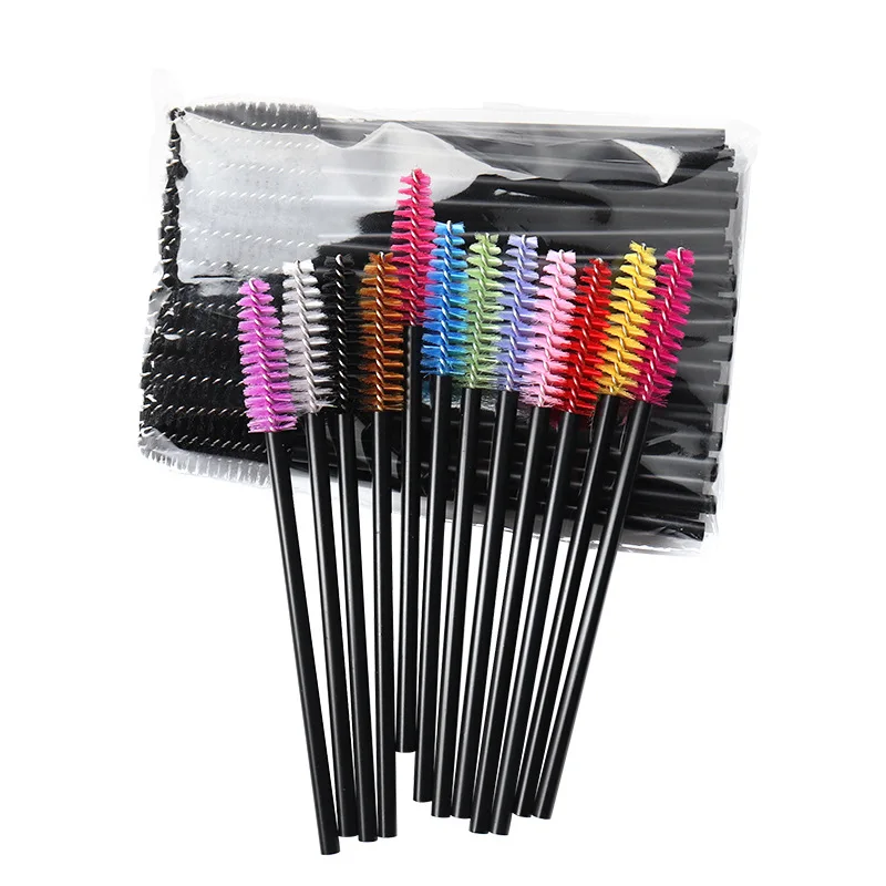 แปรงปัดขนตาแบบใช้แล้วทิ้ง 100 ชิ้น หวีคิ้วแบบกลวง แปรงต่อขนตา แปรงแต่งหน้า แท่งมาสคาร่า ไมโครบรัช อุปกรณ์เสริมความงาม