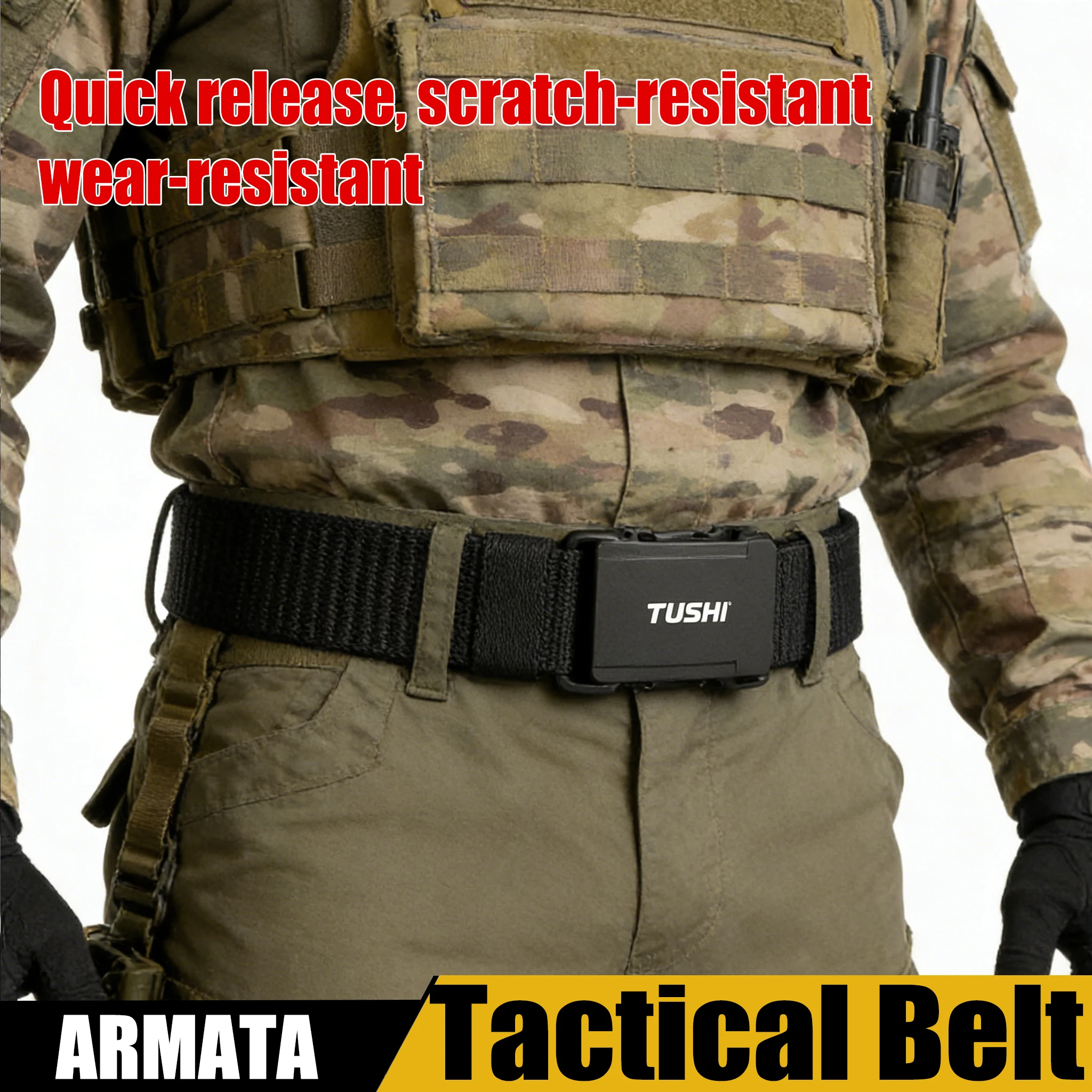 

3.8cm Alloy Multifunctional Tactical Belt Quick Release Nylon Outer Belt Durable Breathable Heavy Duty for Training CS Work Outd