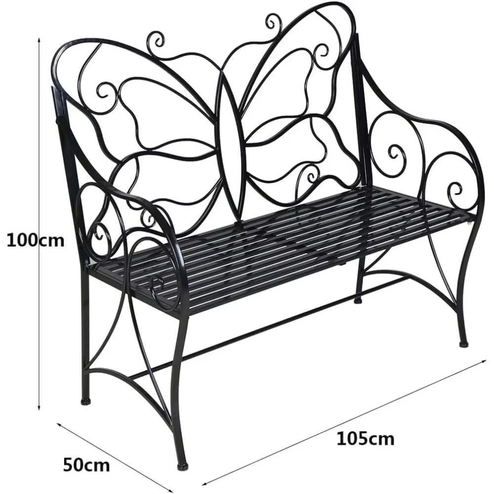 Hot-selling Garden Chair, Garden Terrace Decoration, Butterfly-shaped Metal Fixed Public Garden Bench