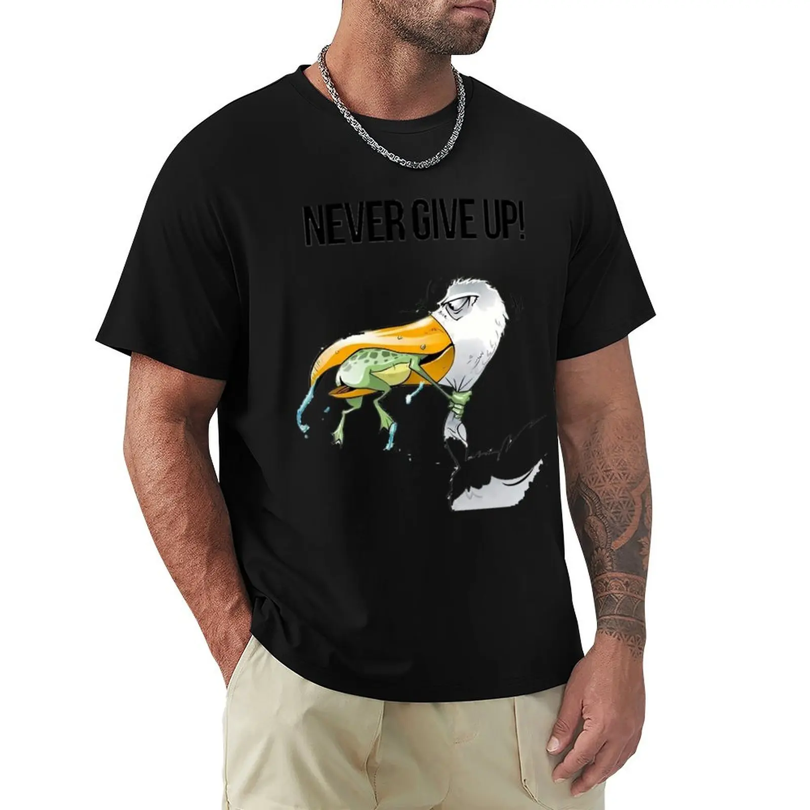 

NEVER GIVE UP \t T-Shirt sports fans summer clothes t shirts for men