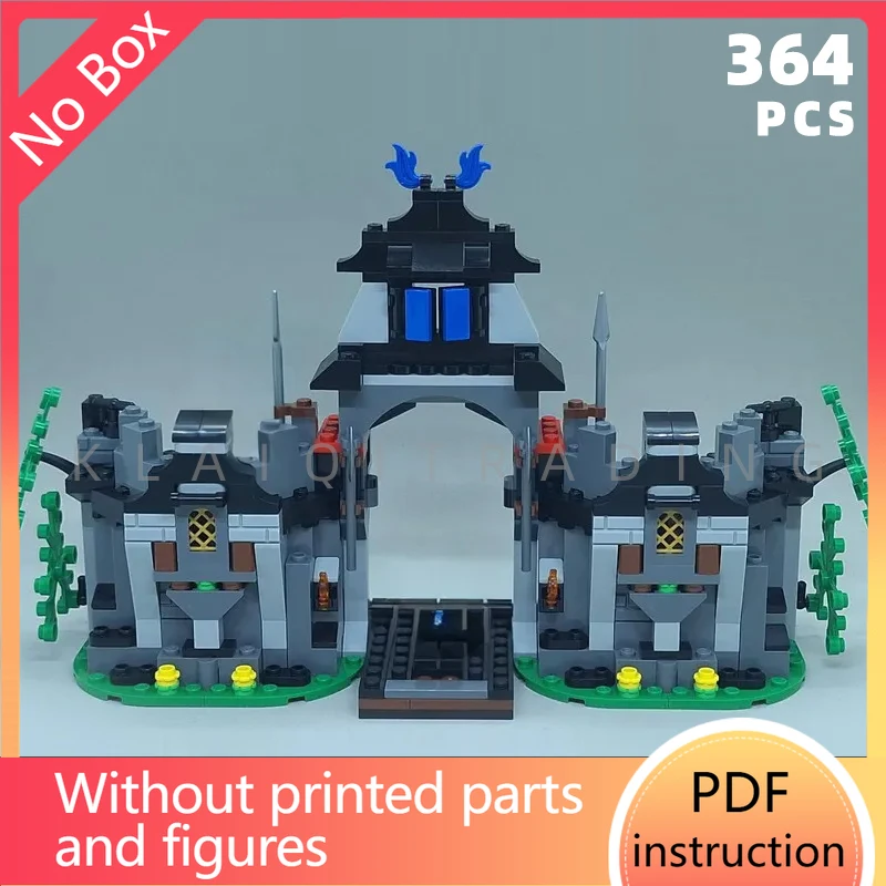 Porte de château de chevalier médiéval nostalgique, briques murales, blocs de force, forteresse moc, architecture de construction, affichage klocki unique