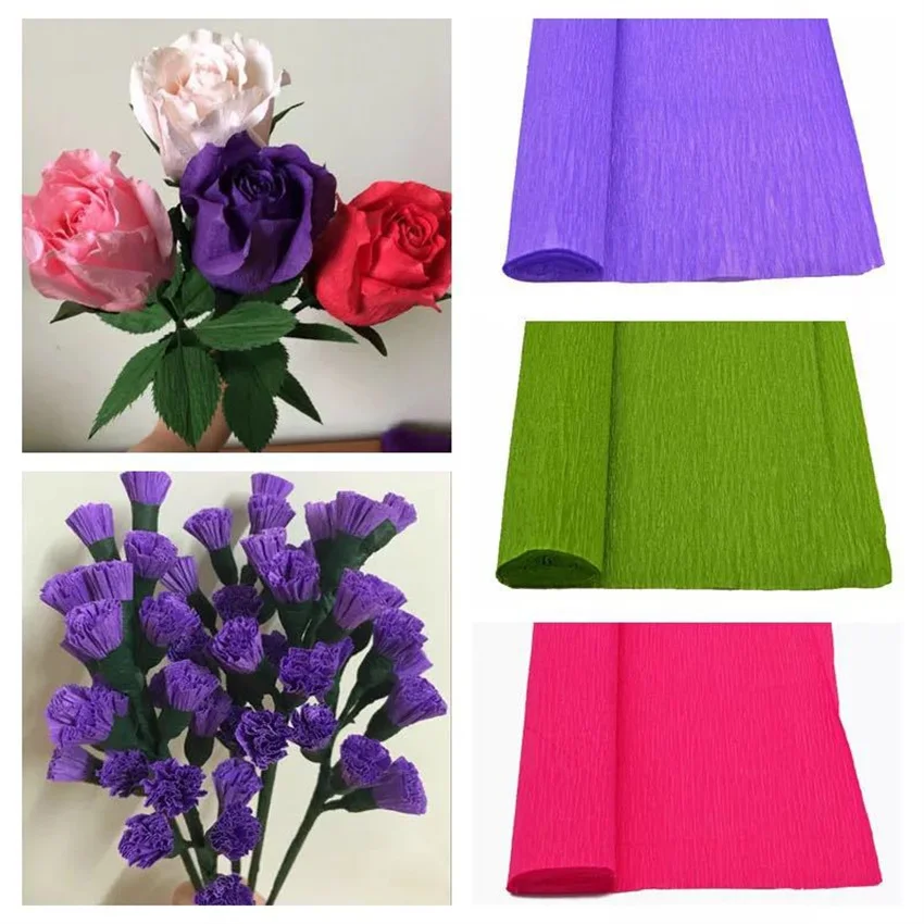 250*25cm Colored Crepe Paper Roll Origami Crinkled Crepe Paper Craft DIY Flowers Decoration Gift Wrapping Paper Craft