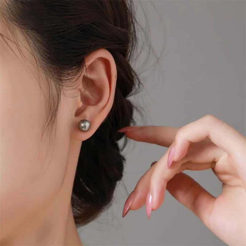 Senlissi – Ohrstecker aus 18 Karat Nadel, natürliche Rio-Grauperle, 4–12 mm und 925er Sterlingsilber, für Damen, Schmuck, Geschenke – Detail 18