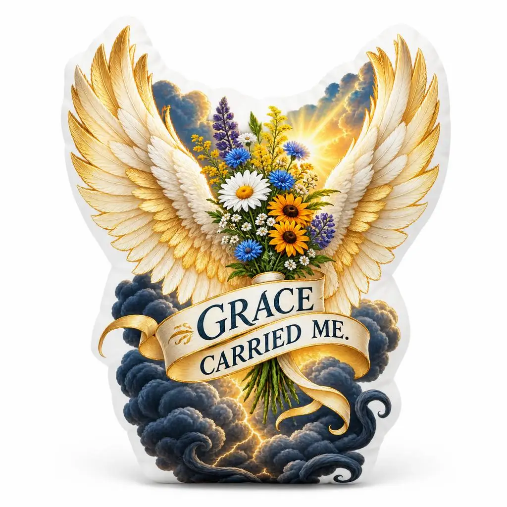 Grace Carried Me Christian Angel Wings Throw Pillow Faith Encouragement Cushion Irregular Shaped Stuffed Sofa Home Decor Gift