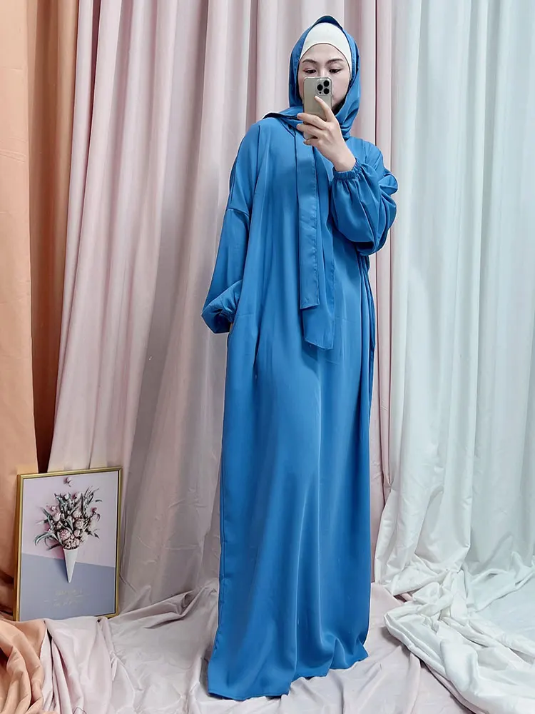 เจียมเนื้อเจียมตัวผู้หญิงมุสลิม Hijab Abayas สวดมนต์ยาว Maxi ชุดตุรกี Djellaba Khimar ดูไบอิสลามอาหรับ Eid Ramadan Femme Robe Jalabiya