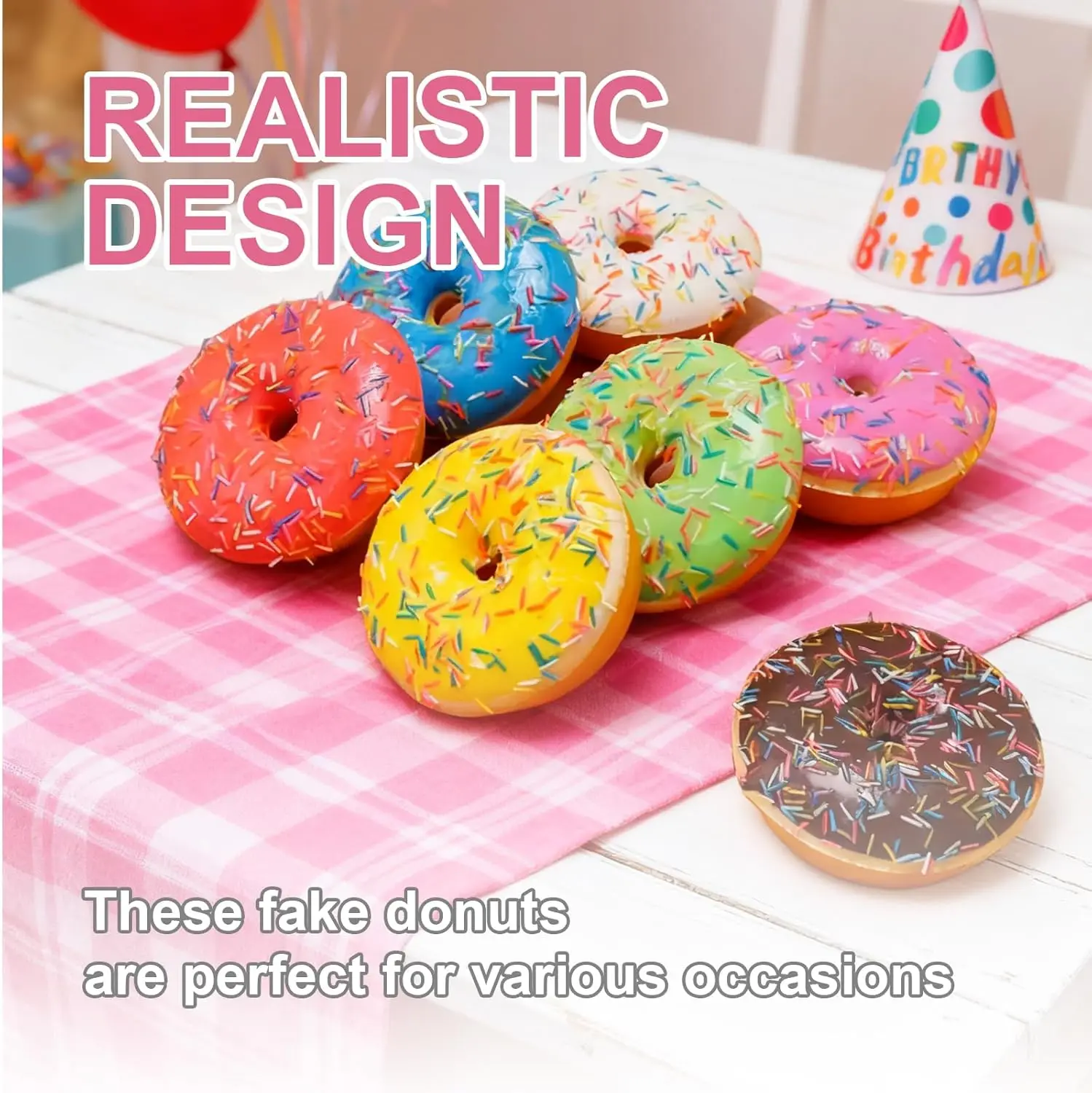 7pcs Fake Donuts Artificial Soft PU Realistic Donut Decor Mini Squishy Novelty Toy Simulation Model Food Wedding Photography