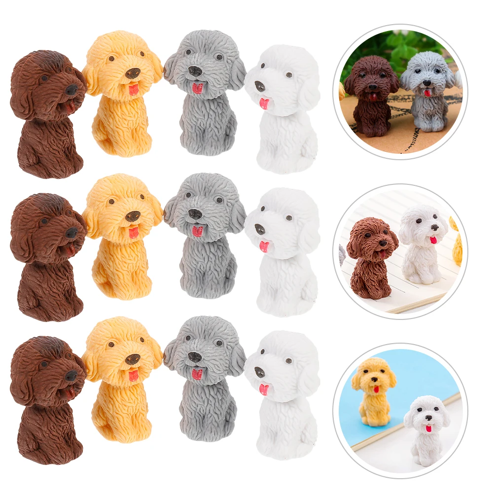24 Pcs Cartoon Eraser Cute Dog Stationery Random Color Portable School Supplies Mini Erasers Classroom Drawing Practical