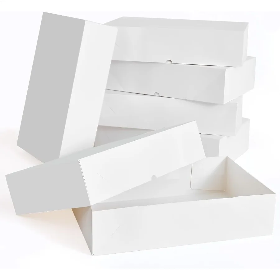 12 Cajas de Regalo Premium con tapas para regalos Cajas Blancas Extra Grandes para Envolver Regalos Cajas de Regalo de Ropa Profunda de 4 Pulgadas para bata