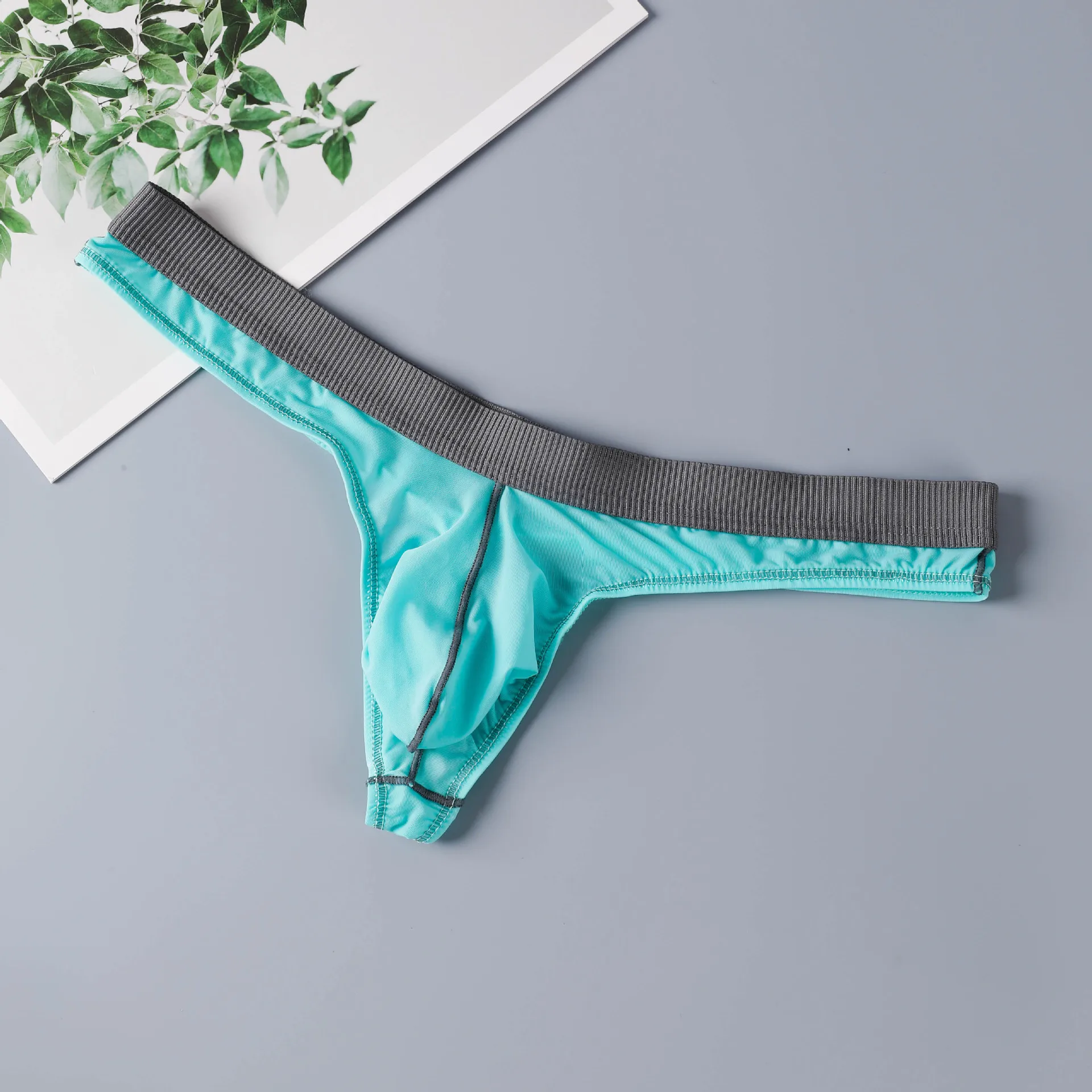 Men's Panties Ice Silk Mesh Elastic Sports Thong Sexy Lingerie Low Rise Underwear Separation T Back G-String Underpants Knickers