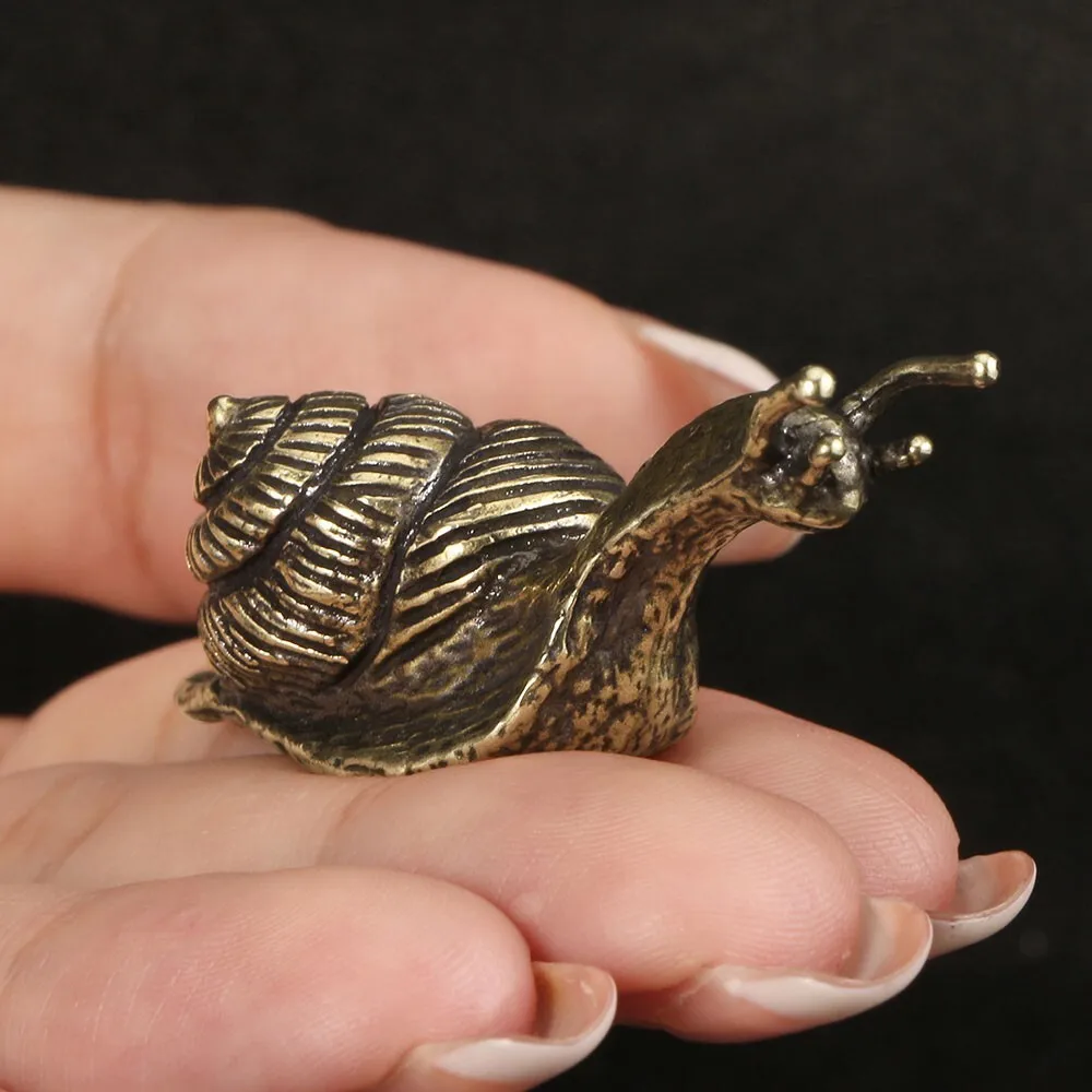 Vintage Solid Brass Snail Figurine Slow Life Mollusk Statue Collectible Gift Fortune Guardian Desktop Plaything Decorative Toy