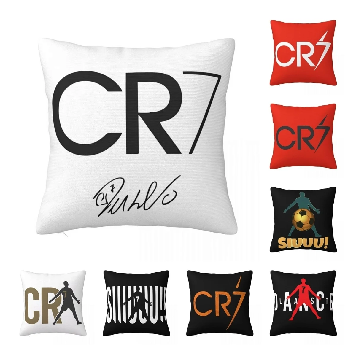 CR-7s Signature Pillow Case Football Legend Cushion Covers Vintage Zipper Decor Pillowcase for Living Room 45x45cm