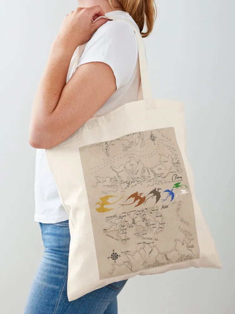 Dragonriders of Pern Maps (Beige Background) Tote Bag canvas tote sacs de shopping shopping trolley bag