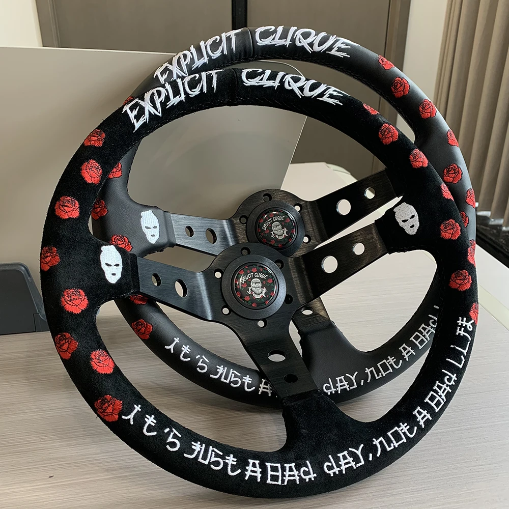 

TIYPEOR JDM STYLE Customizable style embroidery rose steering wheel like HKS VERTEX LIKESISE STYLE drift Japanese wheels