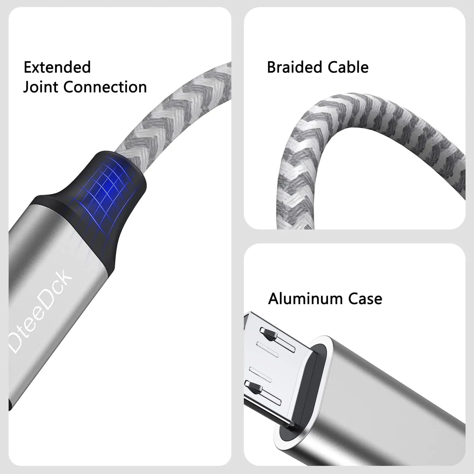 DeetDck USB C naar Micro USB-kabel Nylon gevlochten usb micro mannelijk naar usb c mannelijk metaal Compatibel Macbook Pro met Galaxy S7/S6