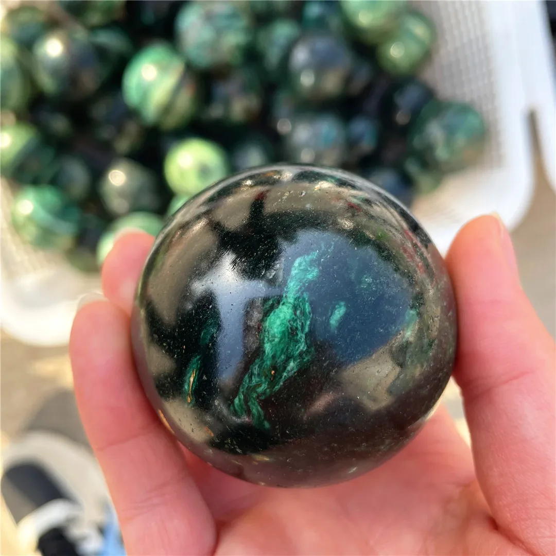 5-7cm Natural Rare Green Quartz Sphere Kmaite Mica Ball Euchlorite Crystals Decorative Gem Stones Collection Mineral Rocks