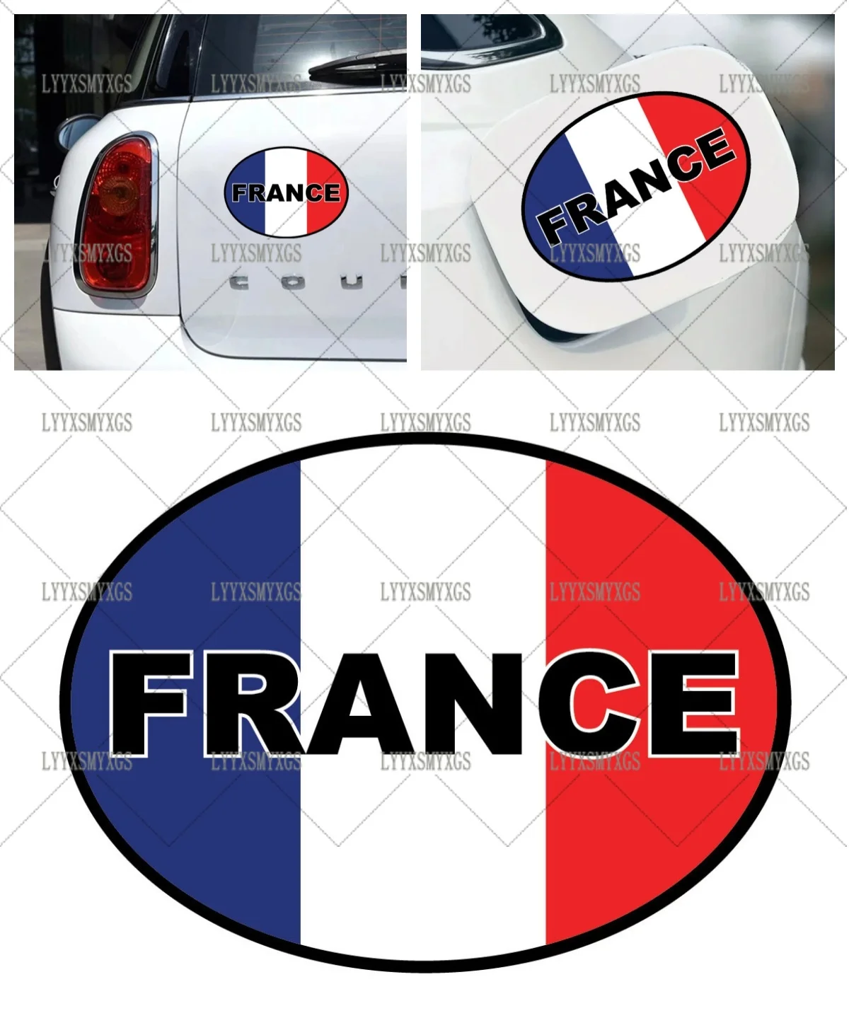 

Self-Adhesive Custom French Oval France Flag Car Stickers Waterproof Sunscreen Vinyl Decal PVC wholesale Car Accessories