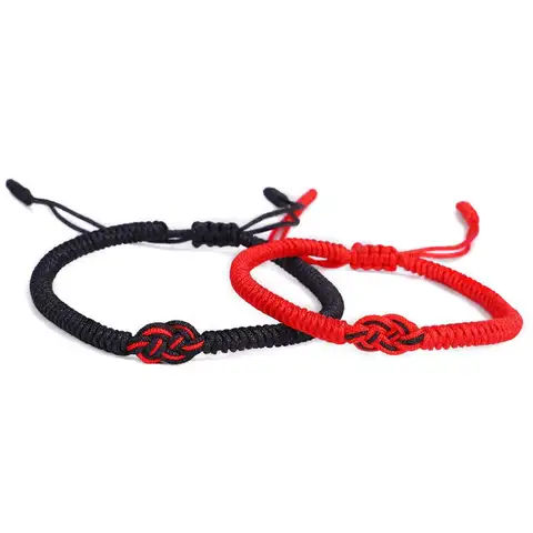 Män Enkla Gåvor För Älskare Buddhistiska Tibetanska Kinesiska Knutar Armband Handledssmycken Armringar Rött Rep DIY 10 best sales Kinesiskt knutarmband - №5