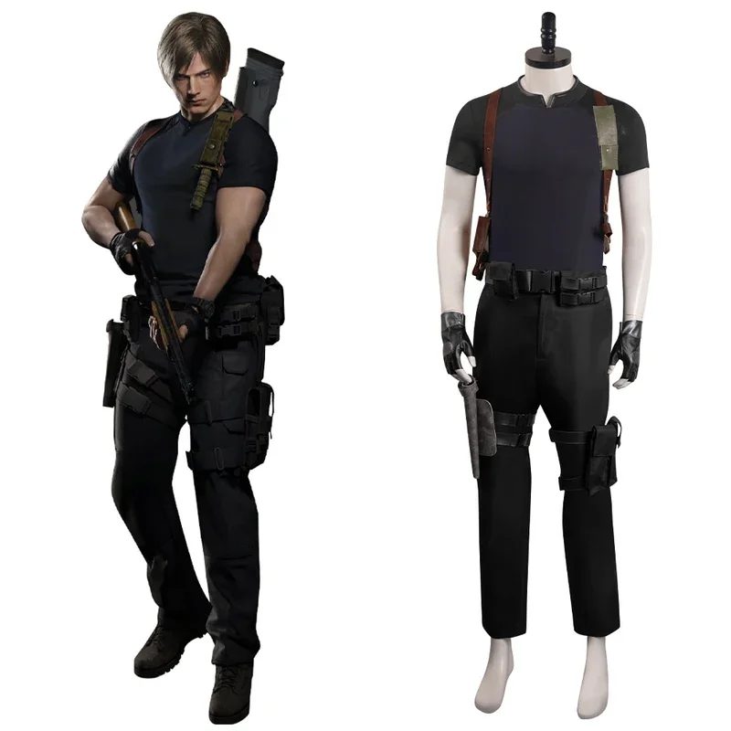 Anime Game Resident 4 Remake Leon S Kennedy Cosplay Costume Top Pants Fantasia Men Halloween Carnival Male Role Disguise Cloth