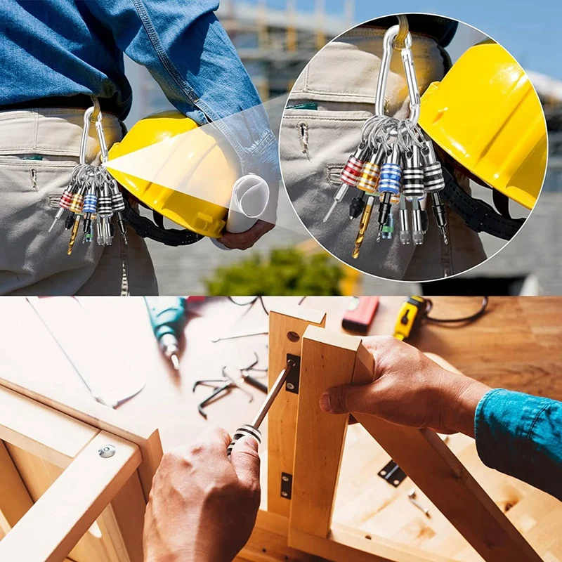A23T 30PCS 1/4 Inch Hex Shank Screwdriver Bits Holder Extension Bar, Keychain Drill Bit Adapter, Portable Organizer for
