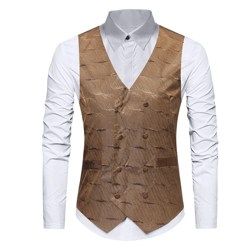 Korean version of wave-printed outer with double-breasted vest, European size
