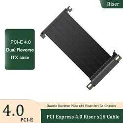 Dual Reverse Pcie4 Riser Cable Pci Express 4 0 Riser X16 Cable ITX A4 GPU Graphics Video Card Extension Cable PCI-E 185MM