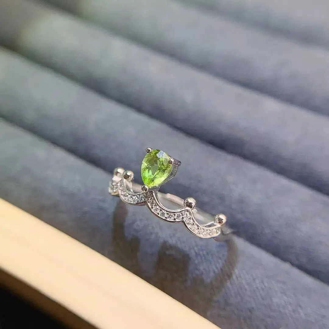 

KJJEAXCMY New Jewelry Natural Women's Peridot Ring 925 silver inlay Colorful and splendid High clarity supports detection