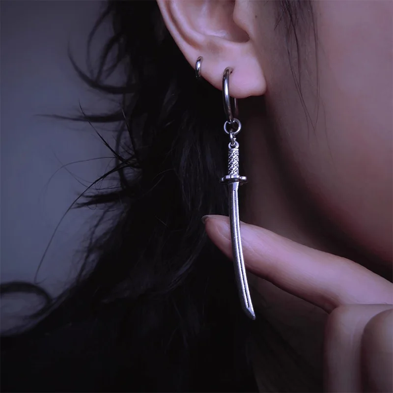 The Cyberpunk Style Cross Sword Earrings Are Perfect For Men's And Women's Jewelry Accessories And Party Gifts