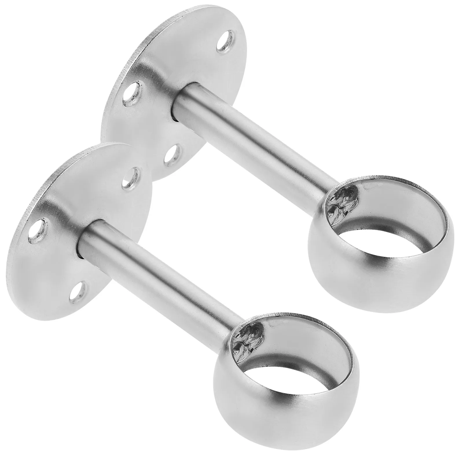 

2Pcs Rust Proof Stainless Steel Closet Rod Bracket Wardrobe Pole Holder Shower Curtain Rod Holder Wall Mount Bathroom Storage