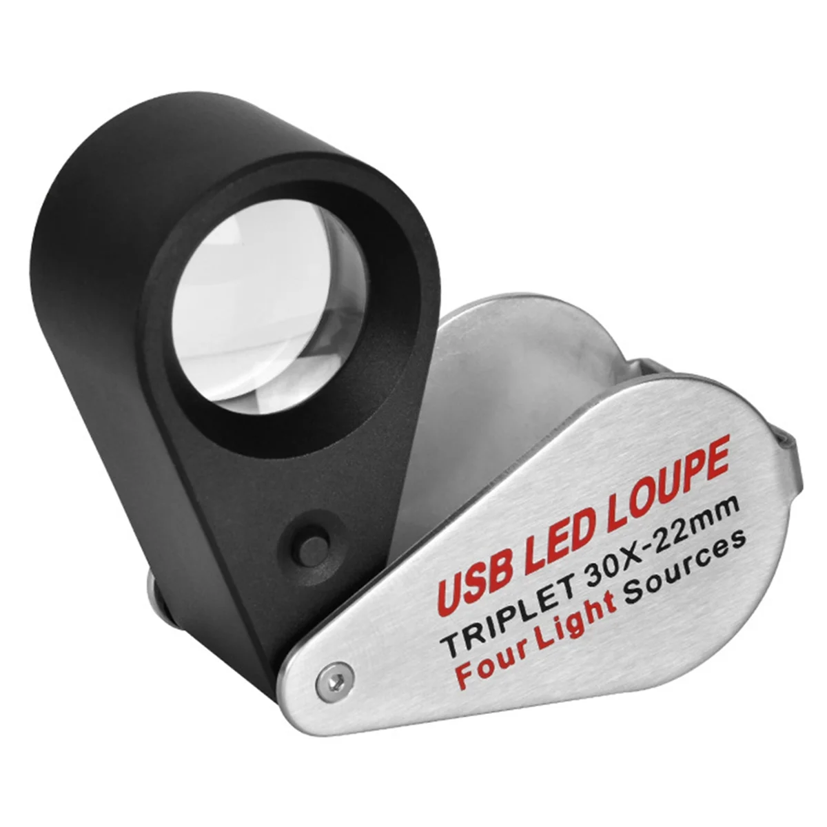 AA19 Rechargeable Four-Colour Light Source 13LED Magnifier Jeweler Loupe Necklace GEM UV Lamp Mini Pocket 30X