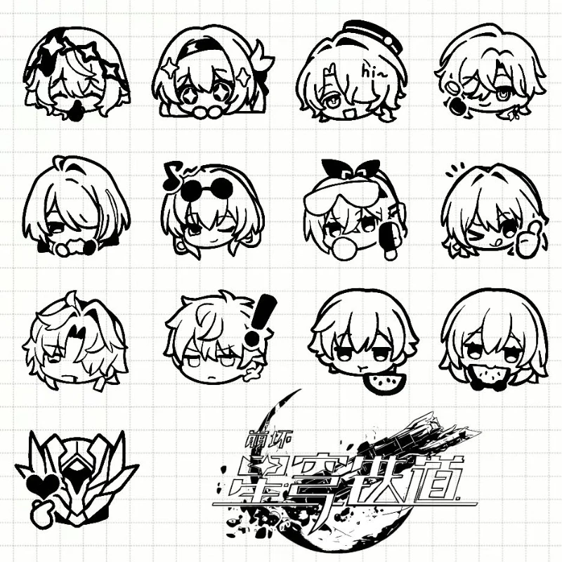 Honkai:Star Rail Aventurine Firefly Expression Avatar Decor Stamp Set DIY Plastic Rubber Stamps for Scrapbooking Standard Stamps