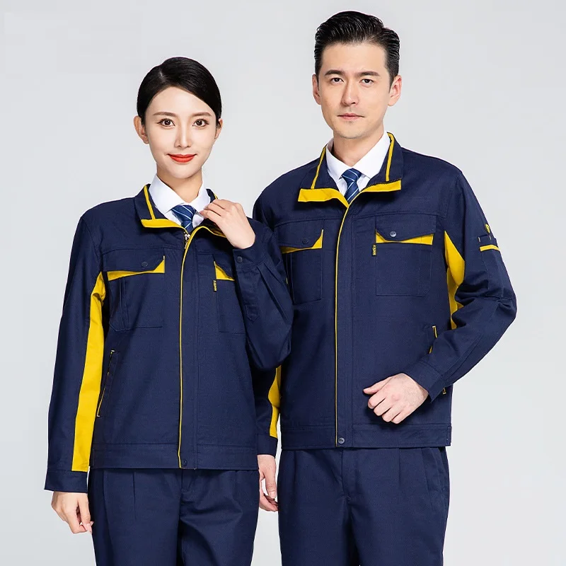 Contrast Color Work Clothing For Men Long Sleeves Wear Resistant Dirty Proof Durable Factory Workshop Working Uniforms Coveralls