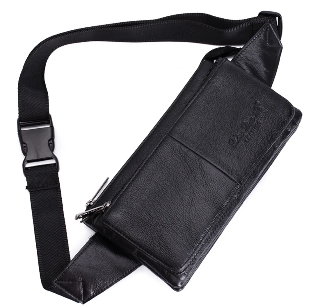 Men Waist Fanny Pack Belt Hip Bag Purse Genuine Leather Travel Fashion Real Cowhide Male Shoulder Sling Chest Cross body Bag