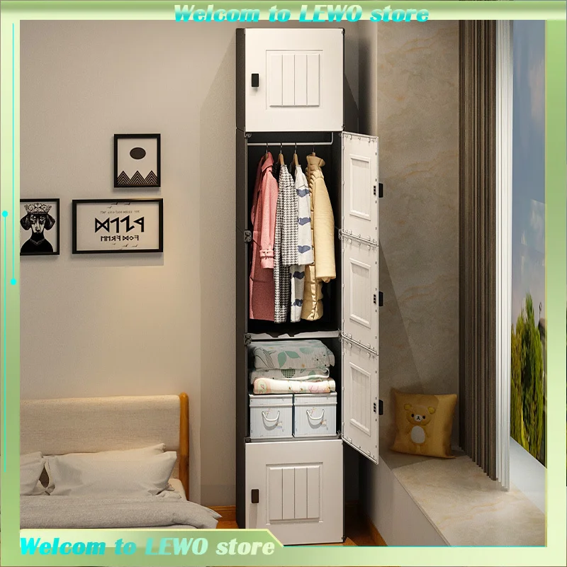 

European Wardrobe Simple Assembly Organizer Small Wardrobe Shelf Children's Storage Plastic Box Bedroom Closet Portable Storage