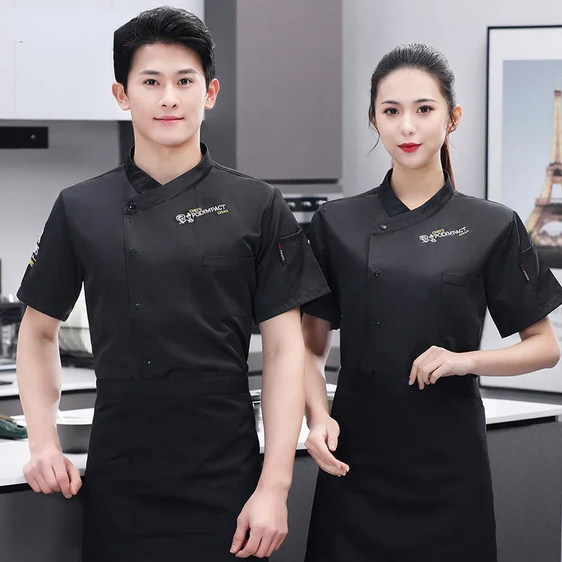 Women Man Restaurant Clothes Unisex Chef Coat Food Service Barista Work Wear Summer Breathable Chef Uniform Kitchen Chef Coat