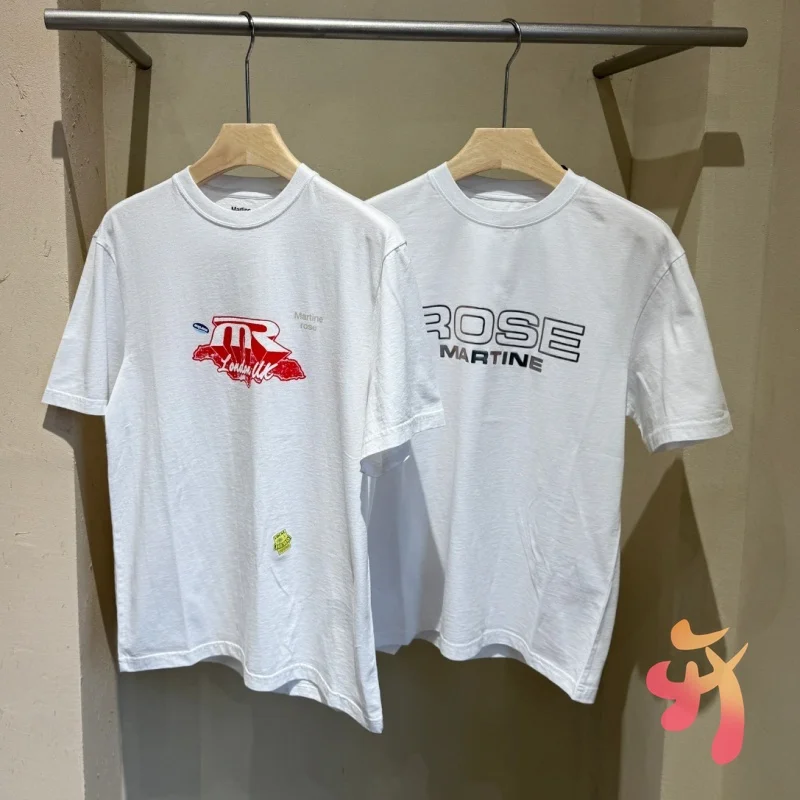 

Футболки White Martine Rose, летние хлопковые топы с круглым вырезом и короткими рукавами с буквенным принтом на груди, повседневная уличная футболка для мужчин и женщин