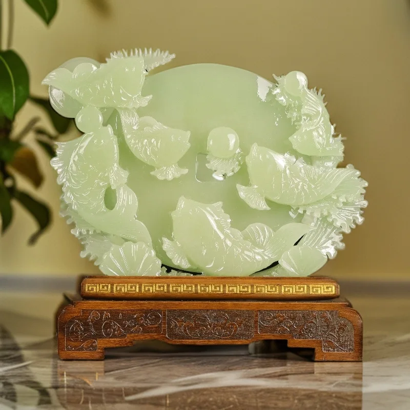 Imitation jade rich and more ornaments, living room entrance wine cabinet office decoration, send store opening housewarming