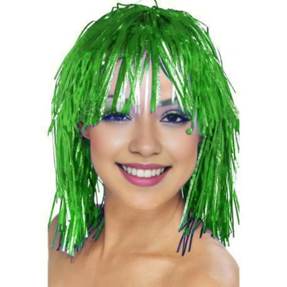 28cm Shiny Party Wig Cosplay Disco Foil Tinsel Adults Metallic Party Supplies  Aluminum Foil Metal Wire Wig Festive Decoration