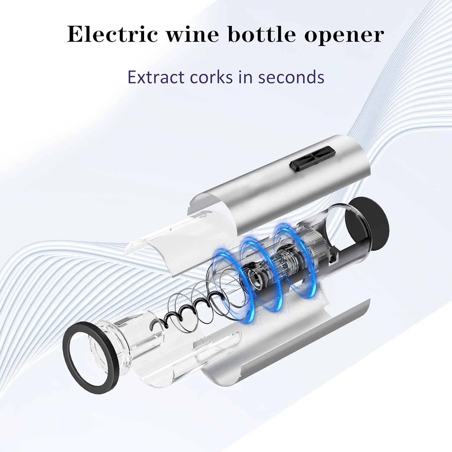 

Rechargeable, One-touch Automatic Wine Bottle Corkscrew Opener (Stainless Steel) Set， Wine Accessories and Wine Gift Sets