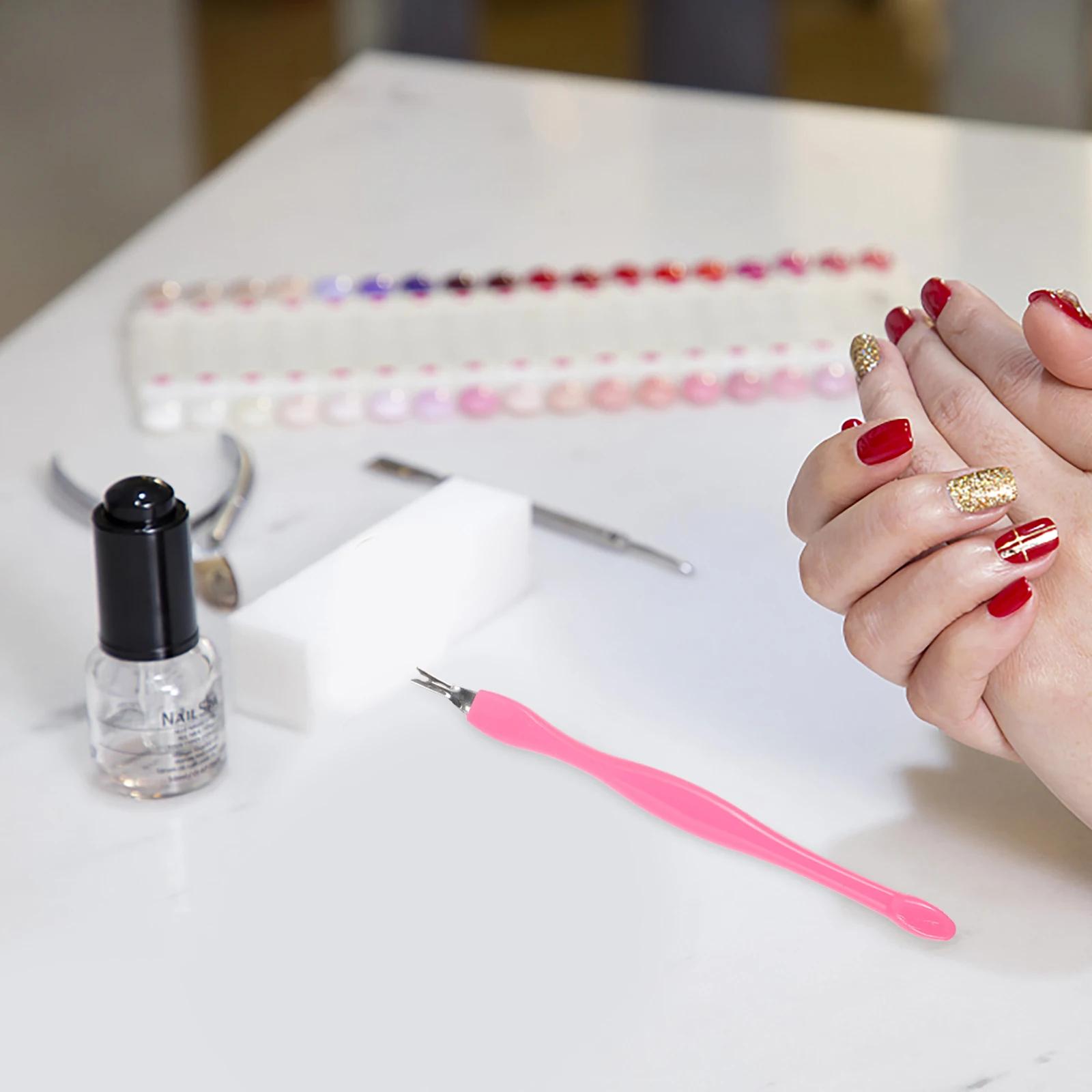 

10Pcs Cuticle Pusher Trimmer Dead Skin Remover Manicure Tools Professional Home Use Pink Dead Skin Remover Cuticle Pusher