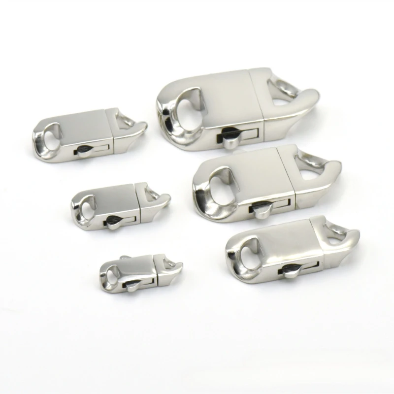 Stainless Steel Spring Clasp Lobster Clasp Cuban Link Chain for Hiphop Chain Bracelet Necklace Buckle Jewelry Making Accessories - view 5