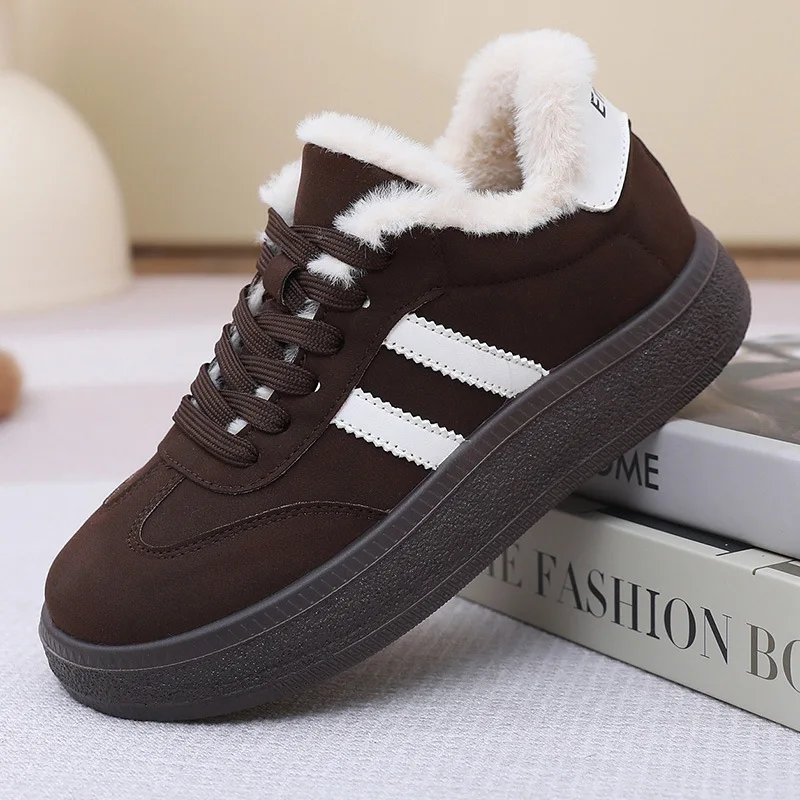 

New Women's Fleece Lined Platform De Xin Shoes Thick Bottom Cotton Shoes Retro Sports Casual Warm Shoes Unisex Low Top