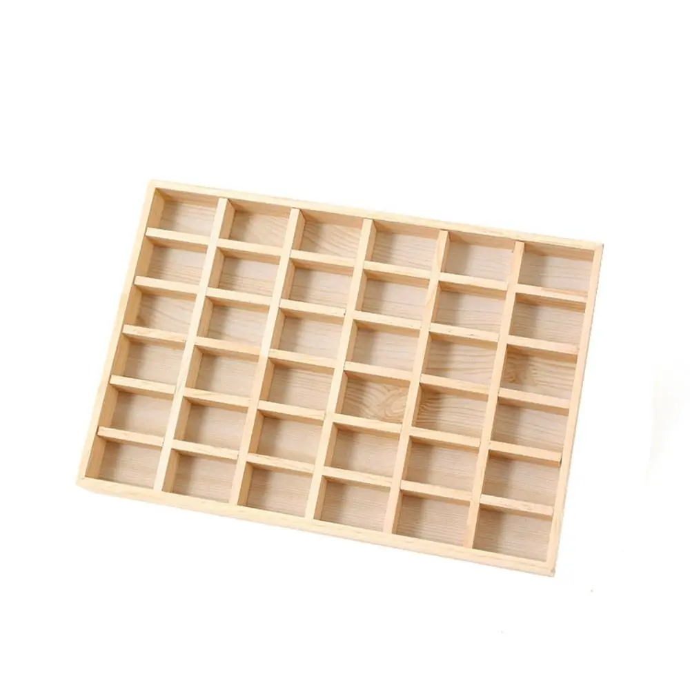 

Solid Wood Jewelry Display Tray 6/12/24/36 Grids Divider Necklace Storage Box Vintage High Quality Ring Earring Holder Pendants