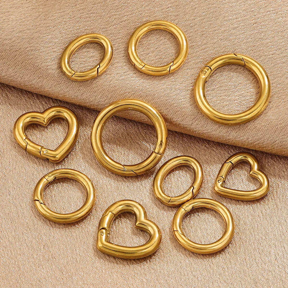 2 PCS Charm Stainless Steel Buckle Heart Circular Connector DIY Necklace Jewelry Making Lobster Buckle Accessories Wholesale