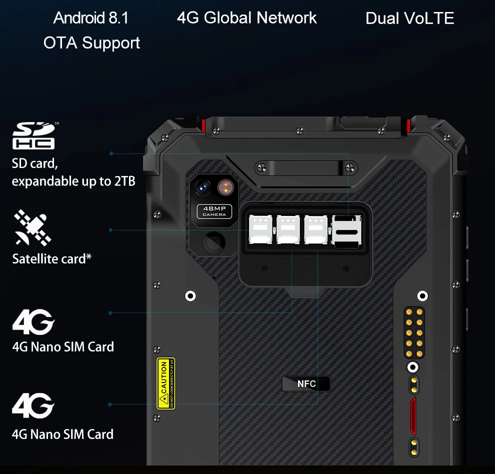 CONQUEST-S22 Android Microondas 4G Tablet PC robusto, Gestão Moderna, 120dB Speaker, 2.45GHz, 5.8GHz